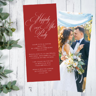 Red Happily Ever After Photo Wedding Reception Invitation