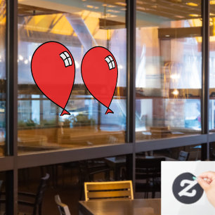 Red Happy Balloons Twins Window Cling