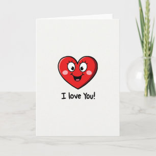 Red Happy Heart Valentine For Her Card
