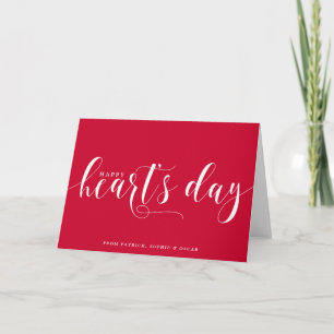 Red Happy Heart's Day Script   Valentine's Day Holiday Card