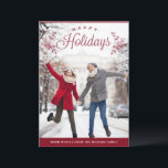 Red Happy Holidays Mix Typography Wedding Photo  Holiday Card<br><div class="desc">Send your holiday wishes to friends and family with this customizable Christmas card. This photo Christmas card features mix typography. Personalize by adding your details. This custom Christmas card is available in other colours and cardstock. Matching items are available.</div>