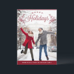 Red Happy Holidays Mix Typography Wedding Photo  Holiday Card<br><div class="desc">Send your holiday wishes to friends and family with this customizable Christmas card. This photo Christmas card features mix typography. Personalize by adding your details. This custom Christmas card is available in other colours and cardstock. Matching items are available.</div>