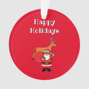 Red Happy Holidays Santa Claus afro-américain