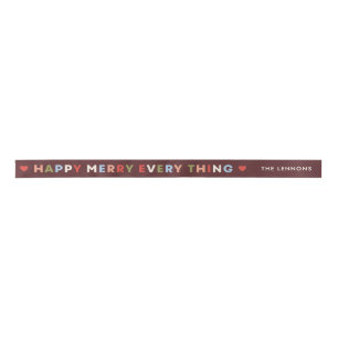 Red Happy Merry Everything Christmas Ribbon Satin Ribbon