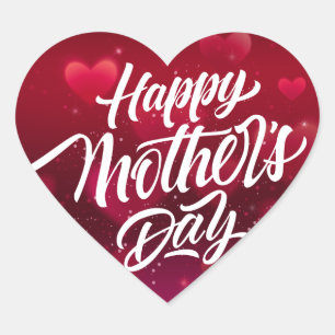 Red happy mother's day hearts background heart sticker