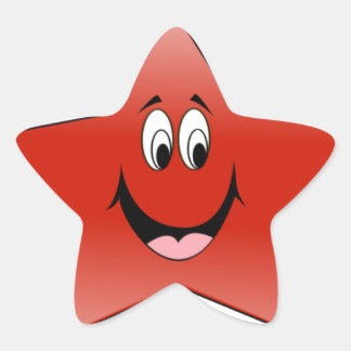 Red Happy Star Sticker