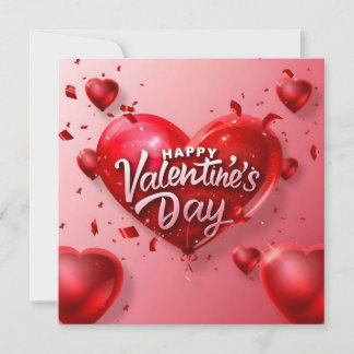 Red Happy Valentine's Day Modern Text Holiday Card