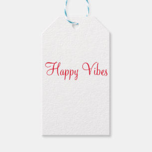 Red happy vibes holiday simple minimal calligraphy gift tags