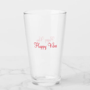 Red happy vibes holiday simple minimal calligraphy glass