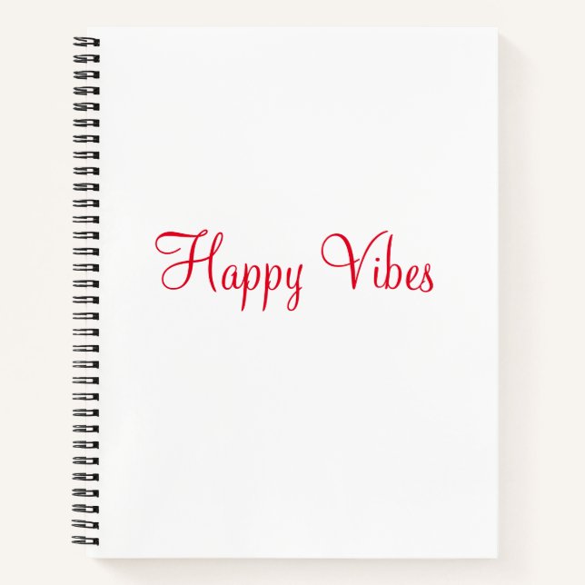 Red happy vibes holiday simple minimal calligraphy notebook (Front)