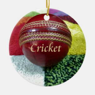 Red Hard Ball Glory Cricket Christmas Ornament Hol
