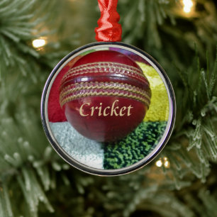 Red Hard Ball Glory Cricket Christmas Ornament Hol