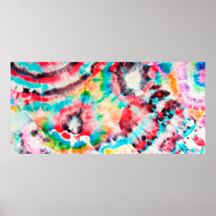Red Hard Grunge. Shibori Pattern. Golden Brush Gra Poster