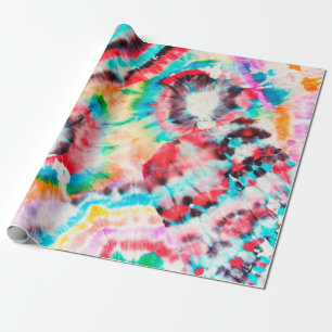 Red Hard Grunge. Shibori Pattern. Golden Brush Gra Wrapping Paper
