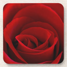 "Red" Hard Plastic coasters with cork back, 6