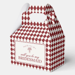 Red Harlequin Chequered Bridesmaid Proposal Box