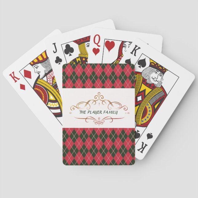 RED HARLEQUIN PERSONALIZED  Bicycle Playing Cards (Back)