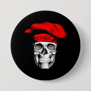 Red Hat Chef Skull 3 Inch Round Button