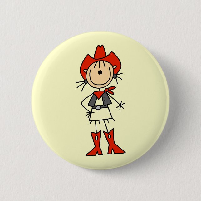 Red Hat Cowgirl Tshirts and Gifts 2 Inch Round Button (Front)