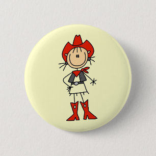 Red Hat Cowgirl Tshirts and Gifts 2 Inch Round Button
