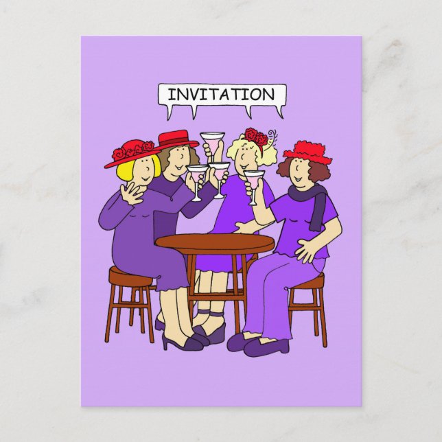 Red Hat Ladies Invitation Postcard (Front)