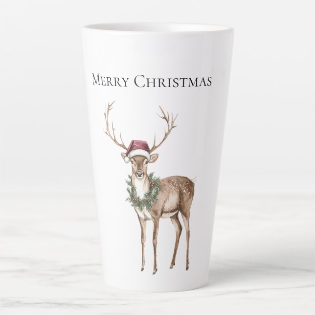 Red Hat Reindeer Christmas Latte Mug (Front)