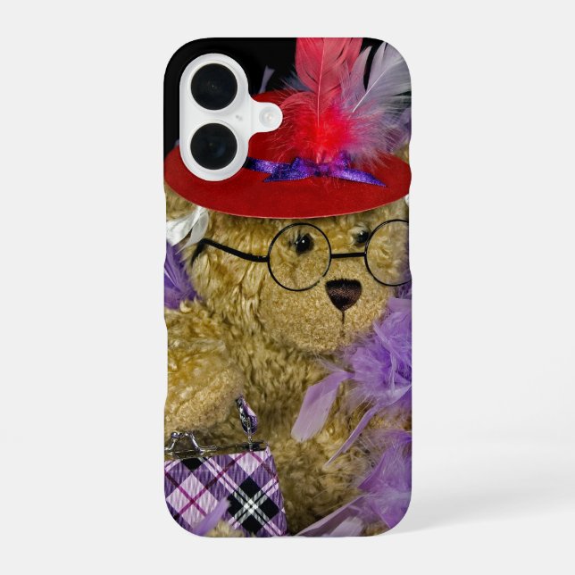 Red Hat Teddy Bear iPhone 16 Case (Back)