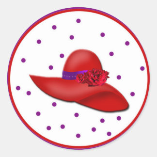 Red Hats Galore Round Stickers