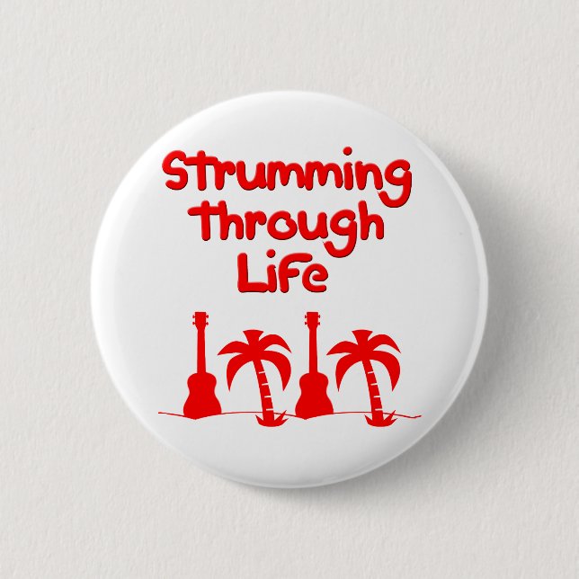 Red Hawaain Ukulele Uke Tropical Surf Design 2 Inch Round Button (Front)