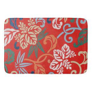 Red Hawaiian Japanese Kimono Bath Mat