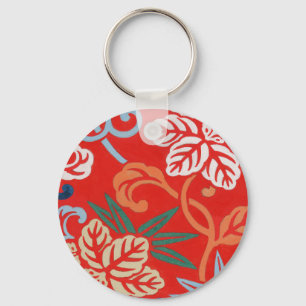 Red Hawaiian Japanese Kimono: Vintage Floral Keychain
