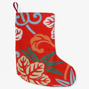 Red Hawaiian Japanese Kimono: Vintage Floral Small Christmas Stocking