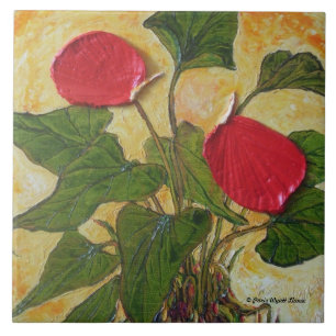 Red Hawaiian Lava Plant (Anthurium) Tile