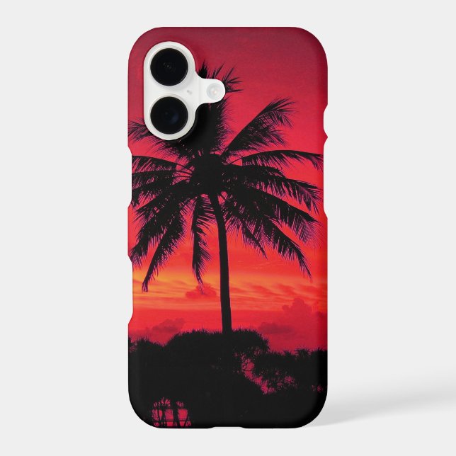 Red Hawaiian Sunset Exotic Palm Trees (Verso)