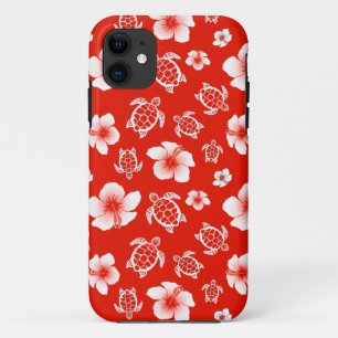 Red Hawaiian Turtles and Hibiscus iPhone 11 Case
