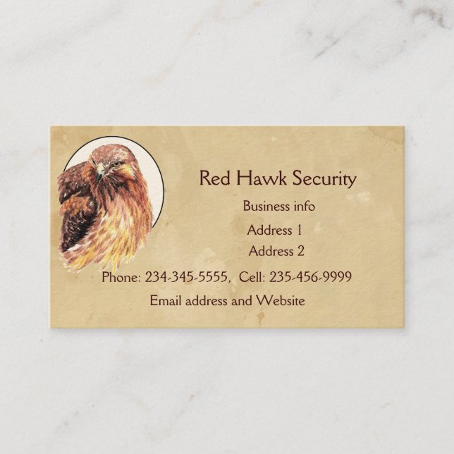 Red Hawk Custom Business Bird of Prey  Business Card (Front)