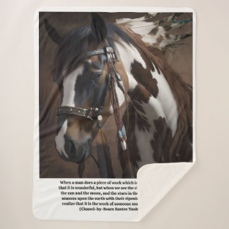 Red Hawk's horse Sundance Sherpa Blanket