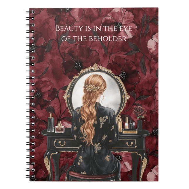 Red Head Boudoir Burgundy Floral Notebook (Front)