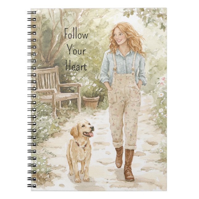 Red Head Girl & Her Dog Notebook (Front)