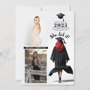 Red Head Grad Girl Graduation Photo Faire-part