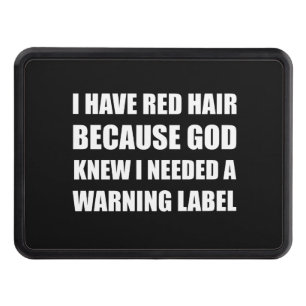 Red Head Hair Warning Label Funny Trailer Hitch Cover