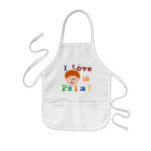 Red Head Little Boy Face Painting Kids Apron
