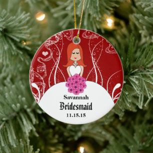 Red Head Wedding Gown Bridesmaid choose colours Ceramic Ornament