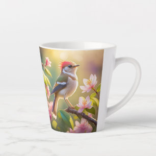 Red Headed Buff Chested Warbler Fantasy Bird Latte Mug