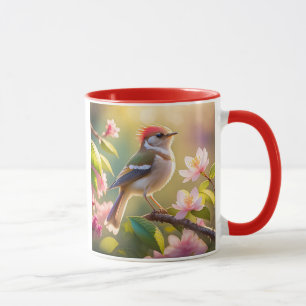 Red Headed Buff Chested Warbler Fantasy Bird Mug