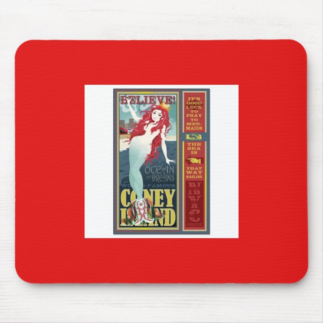 red-headed coney island mermaid mouse pad (Front)