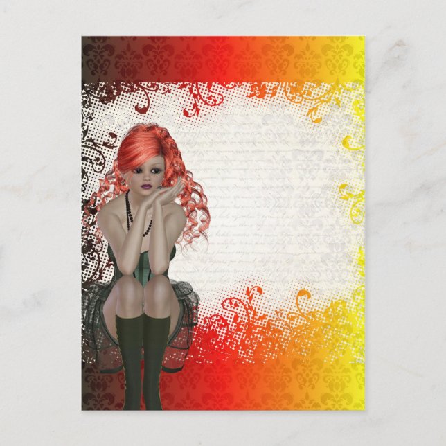 Red headed goth girl postcard (Front)