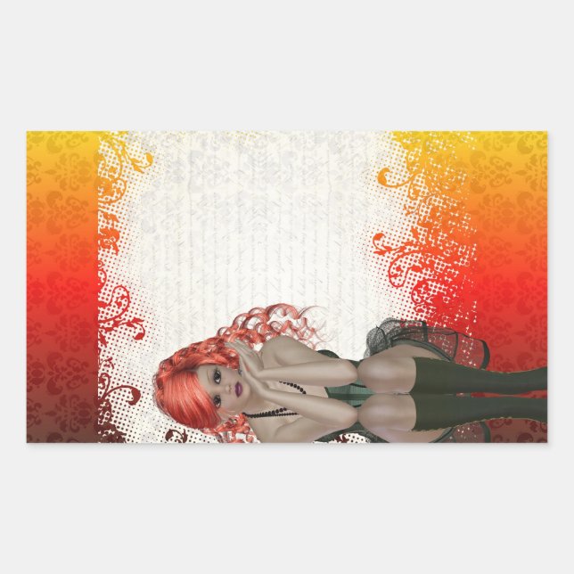 Red headed goth girl sticker (Front)
