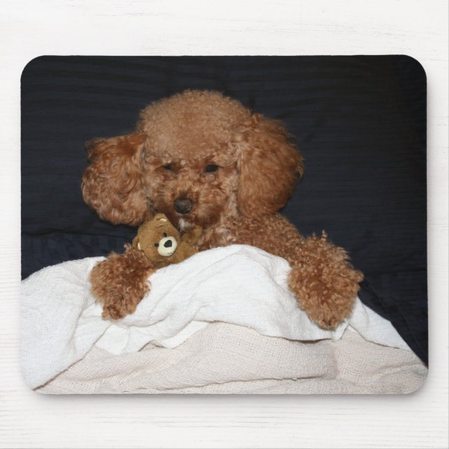 Red Headed Poodle Mouse Pad  - Sleepy (Front)