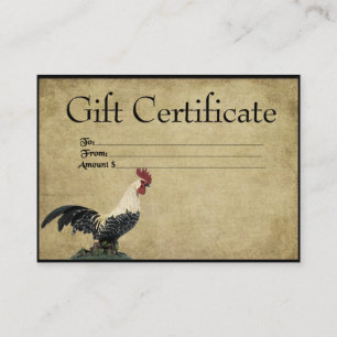 Red Headed Rooster- Prim Gift Certificate Cards